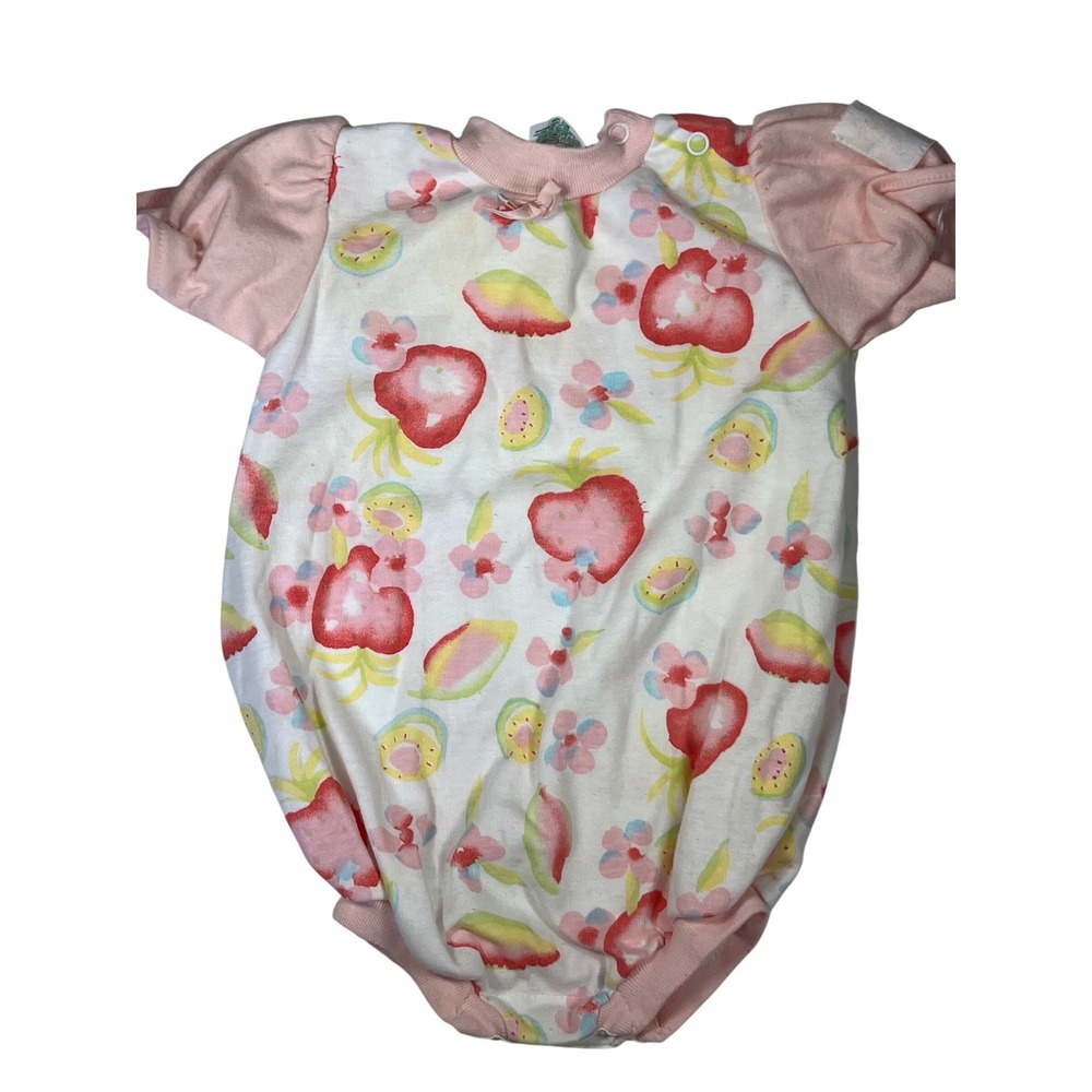 Vintage Health-tex Baby Girls Fruit Floral Bubble Romper 18 Months Pink Made USA